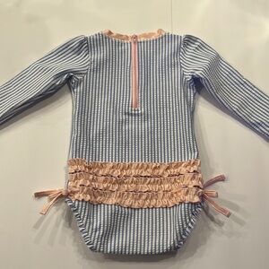 Ruffle Butts 12-18m long sleeve zipper back one piece swimsuit w/snaps